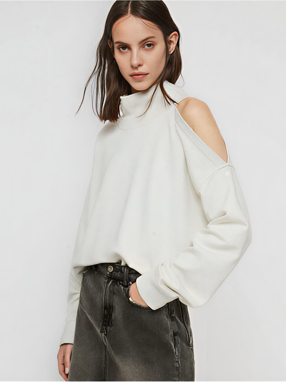 AllSaints Brady Sweat in Ivory White
